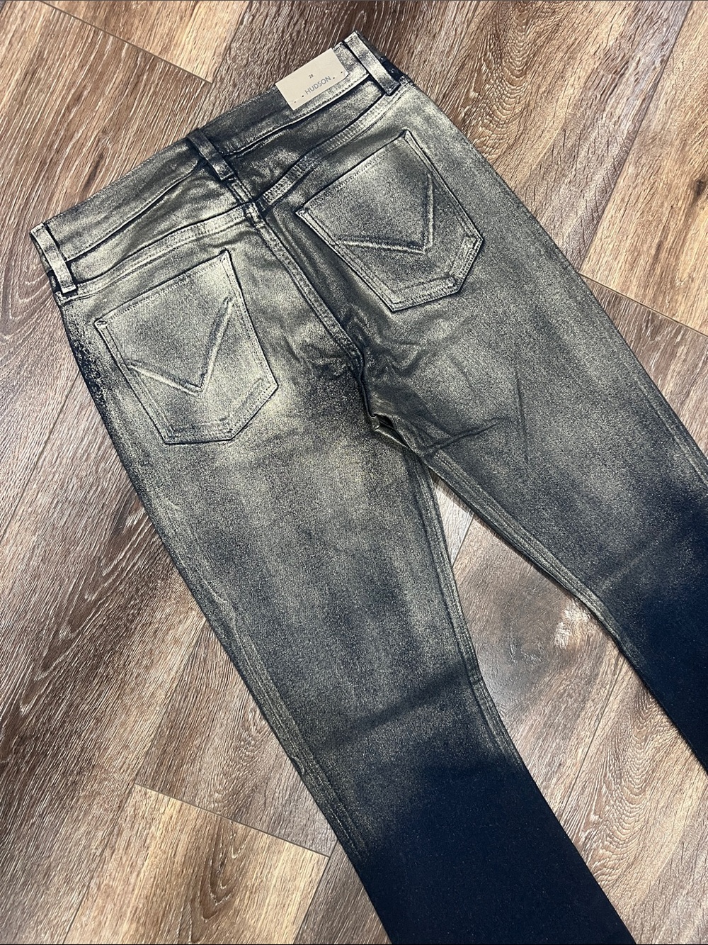 NWT Anthropology Hudson Barbara High-Rise Shine Bootcut Jeans New In Ombré Foil - Picture 10 of 15